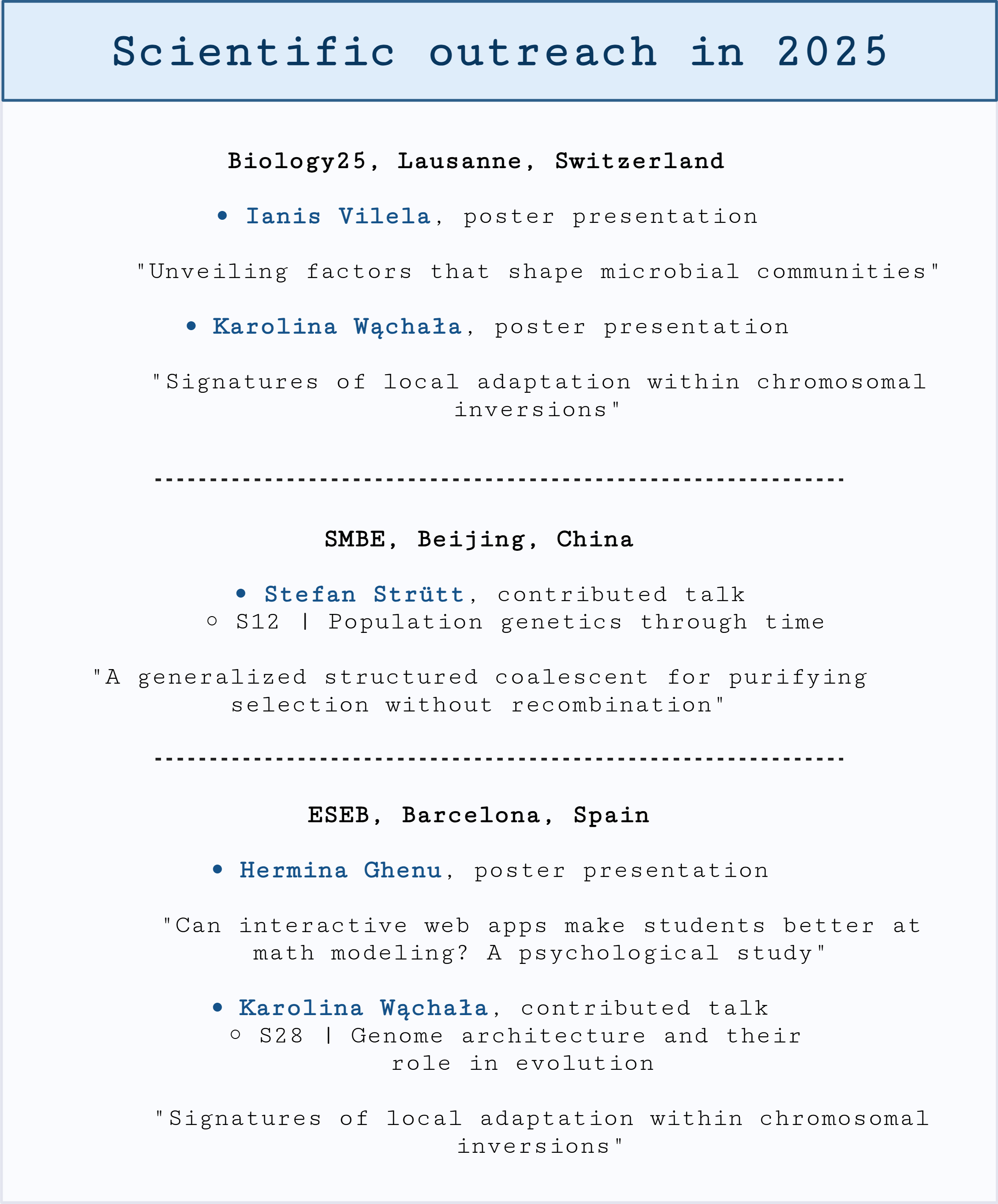 ComBi scientific outreach in 2025